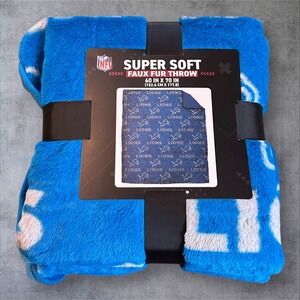 NFL Detroit Lions Throw Blanket 60x70 Blue New Super Soft Faux Fur Pegasus Sport